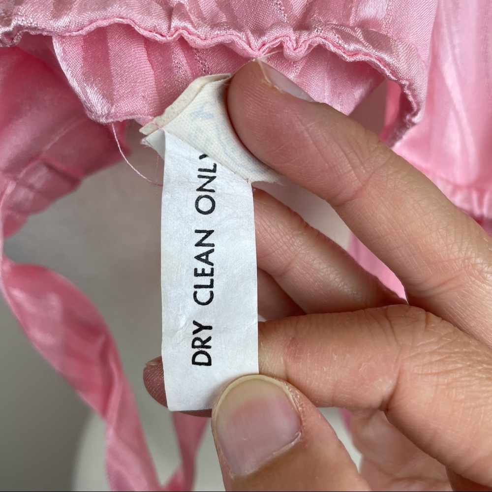 Vintage ILGWU Pink Beaded Pleated Jacket Dress Gown Women Size 12 Made In USA - Picture 9 of 9